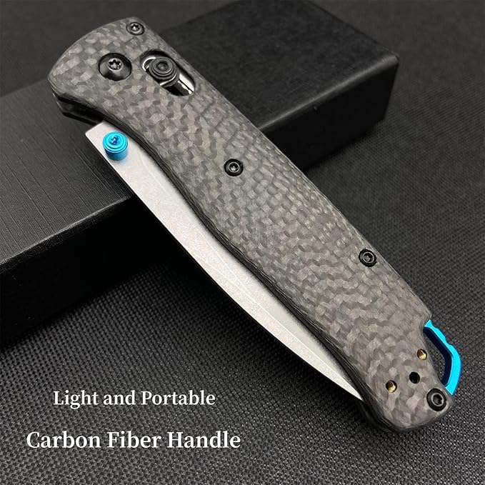 HUAAO EDC Bugout Knife, Axis Lock Knife with 8Cr13MoV Blade, Carbon Fiber Handle, Folding Pocket Knife with Belt Clip for Camping