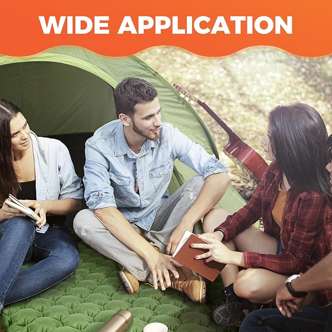 KingCamp Sleeping Pads for Camping, Self Inflating Camping Mattress with Built-in Foot Pump, Connectable Durable Inflatable Sleeping Mat with Pillow, Compact Camping Air Mattress for Camping Hiking