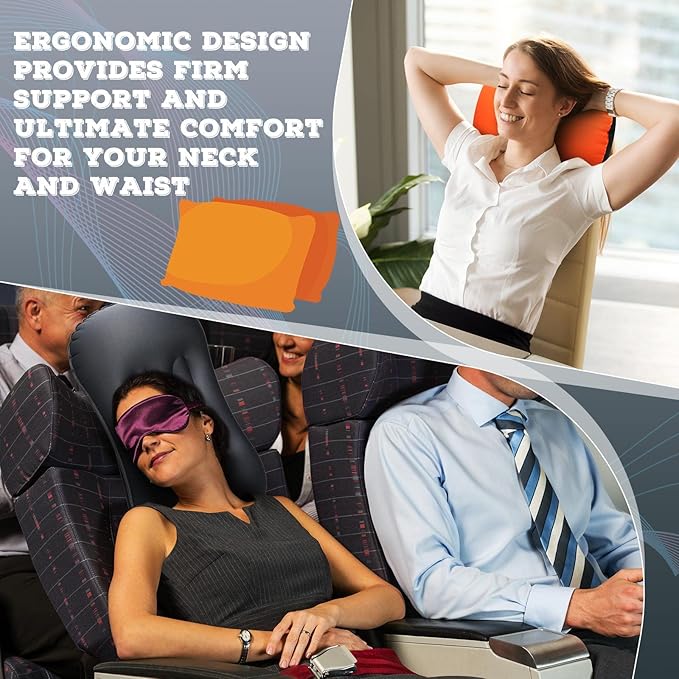 Yulejo 3 Pcs Inflatable Camping Travel Pillow Ultralight Inflating Pillows Lightweight Portable Backpacking Pillow for Neck Lumbar Support Camp Hiking Sleeping, 3 Colors