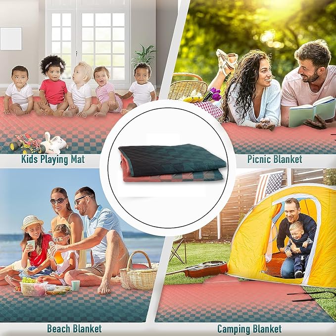 PY SUPER MODE Hooded Outdoor Blanket, Extra Large 82"x 55" Camping Blanket, Quilted, Thick Fleece, Warm, Windproof, Sand Proof, Portable and Wear-Resistant, Perfect for Stadium, Picnic, Camping…