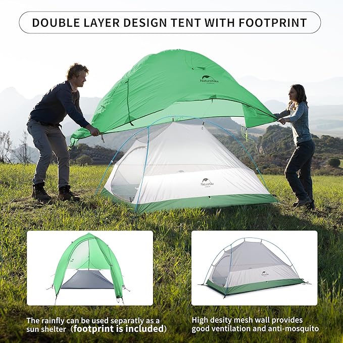 Naturehike Cloud-Up 1 Person Tent, Lightweight Backpacking Tents for One Man, Waterproof Ultralight One Person Tent for Camping Hiking Backpacking