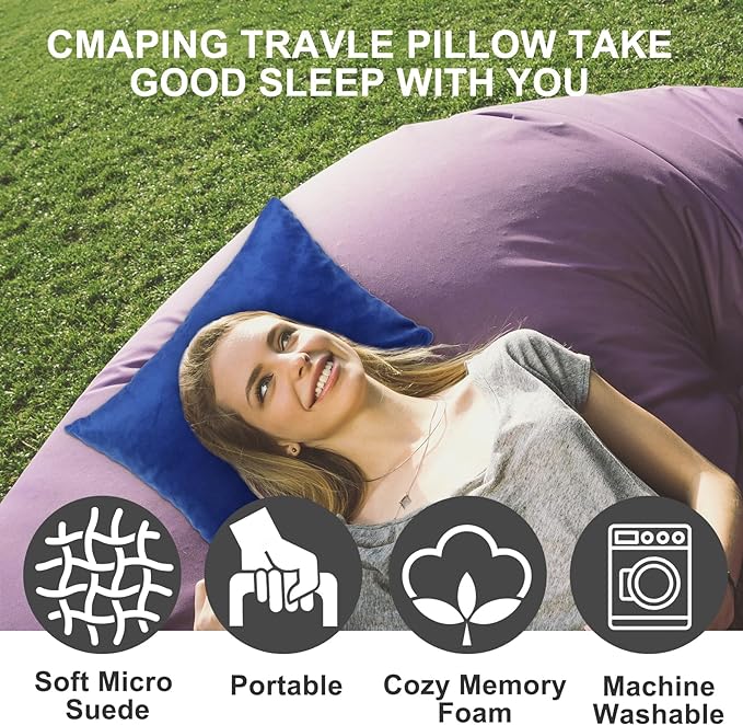 Camping Travel Pillow - Portable Pillow with Travel Storage Bag, Lightweight Memory Foam Travel Pillow Removable Washable Cover for Adults Kids, Great for Travel, Camping and Backpacking