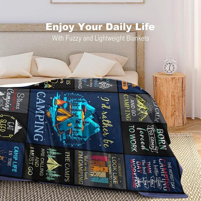 Camping Blanket Gifts for Men Woman Couples,Soft Cozy Camping Blankets and Throws RV Travel Hiking Bed Sofa,Cool Camper Gifts for Camping Lovers Campsite Outdoors 60"x50"