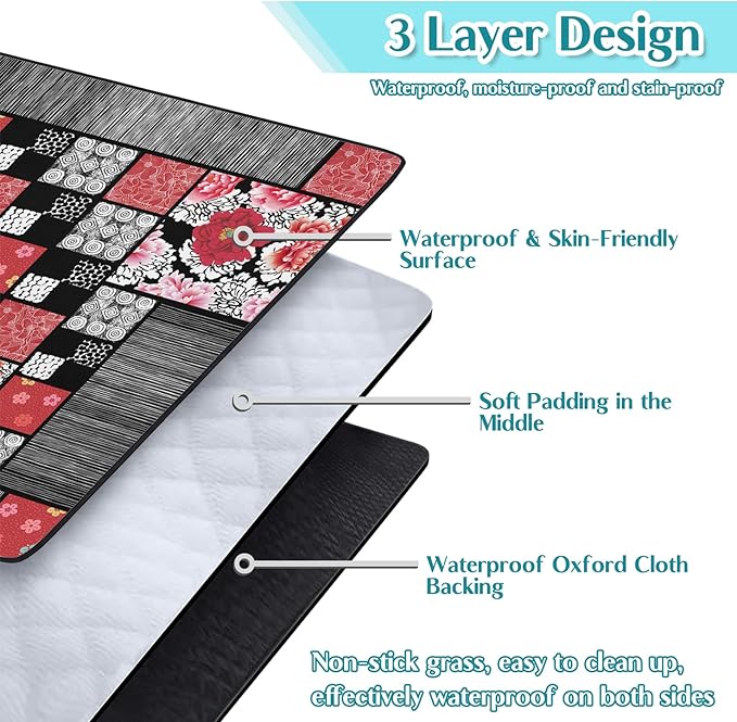 Floral Peony Flower Picnic Blanket Waterproof Foldable Extra Large Picnic Mat Beach Blanket 60"x80" for Camping Beach Hiking Patio Party Outdoor Decor Gifts