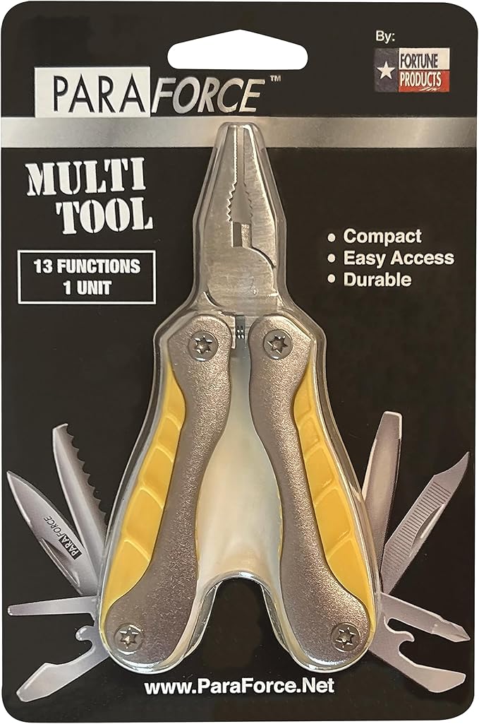 AccuSharp Paraforce Compact Multi-Tool, 13-in-1 Multi-Purpose Pocket Pliers for Indoor & Outdoor Use, Handy & Durable Multitool with Knife, Screwdriver, Wire Cutter & More