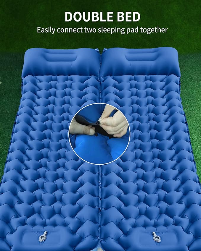Sleeping Pad for Camping 78''X28'', Camping Sleeping Pad with Pillow Built-in Pump, Camping Air Mattress for Backpacking, Traveling ‎Navy Blue