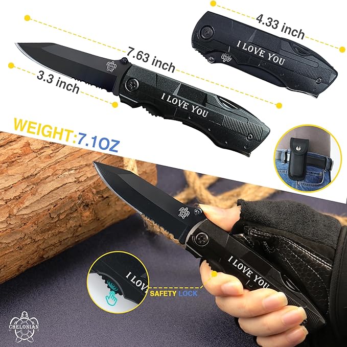 Gifts for Boyfriend Husband,6 in 1 Multifunction Pocket Knives with Screwdrivers Pliers Bottle Opener Durable Sheath,for Camping Work Daily Use,Birthday Gifts