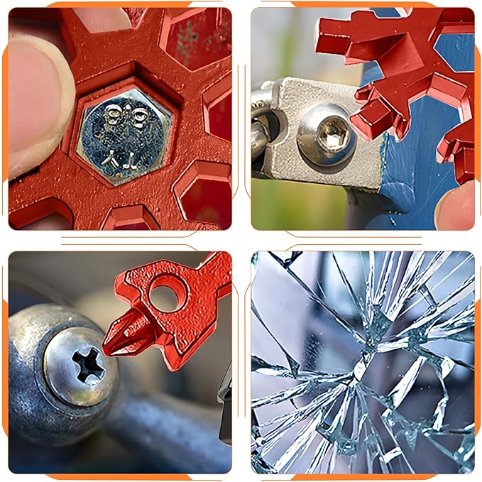 Aitsite Snowflake Multitool, Christmas Gifts for Men, 18 in 1 Snowflake Tools for Dad, Him, Husband, Boyfriend, Grandpa(Red)