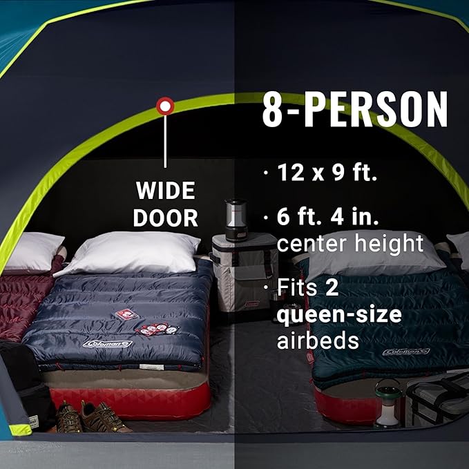 Coleman 4-Person Dark Room Skydome Camping Tent, Blue