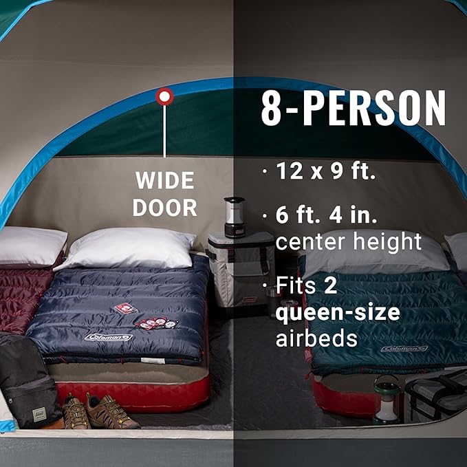 Coleman Skydome Tent with 5 Minute Setup,Weatherproof Tent with Rainfly & Carry Bag, 20% More Headroom Than Traditional Canopies