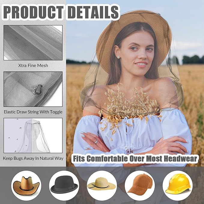 HESTYA 4 Pack Mosquito Net Face Mesh Net Protecting Net for Outdoor Hiking Camping Climbing Mosquito Fly Insects Preventing