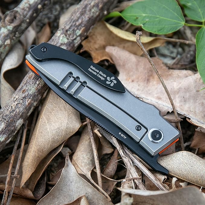 KATSU Japanese Folding Pocket Knife, Sakura Blade Nemoto Design (Orange G10)