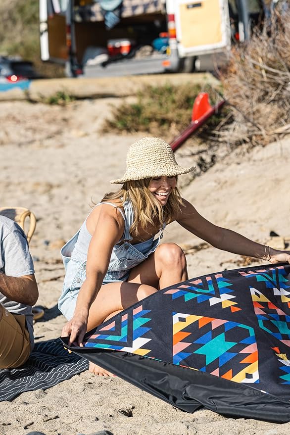 Nomadix Festival Blanket - Perfect for Picnics, Camping, & Lawn Seating - Plush Top & Water Resistant Base - Made with Post Consumer Recycled Materials - Cascades Multi - 60x70