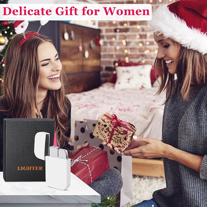 Pink Flame Torch Lighter, Cute White Lighter,Refillable Butane Lighter, Windproof torch Lighter for Outdoor Camping BBQ Candle,Nice Gift for Women Girls on Birthday,Anniversary (1 Pack,Without Butane)