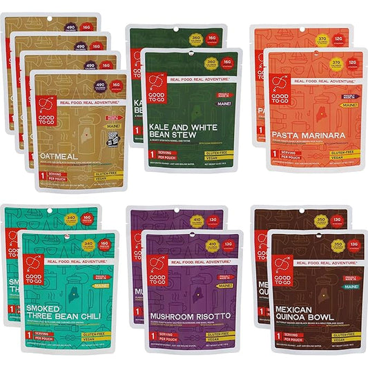 GOOD TO-GO Vegan Food Kit | Camping Food, Backpacking Food | Just Add Water Meals, Backpacking Meals | Dehydrated Meals Taste Better Than Freeze Dried Meals