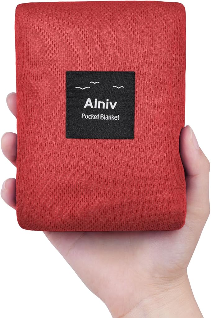 Ainiv Picnic Blanket, Mini Pocket Beach Mat 78.8 x 82.7IN (5-7 People) Foldable, Lightweight Waterproof Sand Free, Foldable Thin Ground Sheet for Outdoor Camping Hiking Travel - with Hand Strap