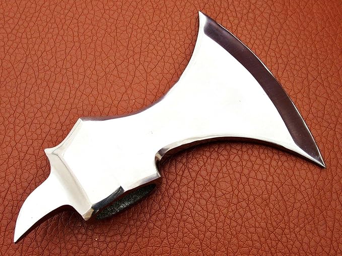 White SPIKER Battle Custom Hand Made HIGH Carbon Steel Tomahawk Viking Axe Head with Leather Sheath