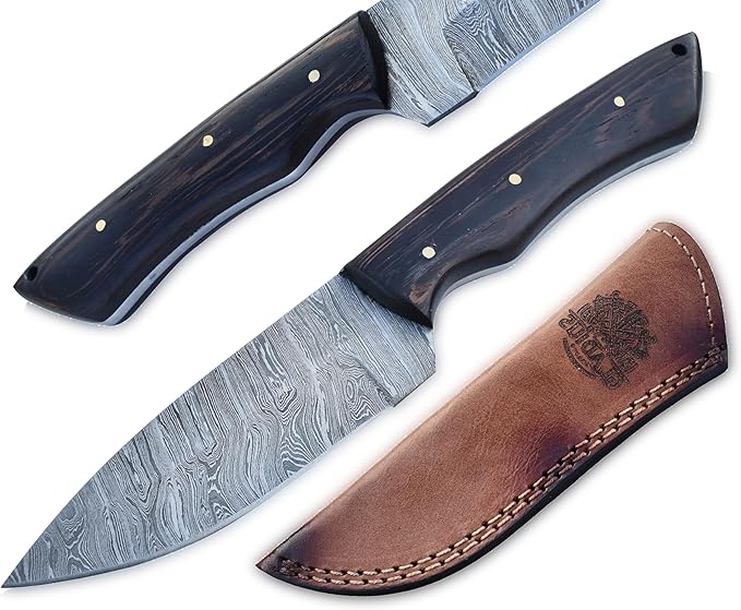 | Viking Heritage Skinner Knife – Expertly Crafted with Damascus steel for Precision Hunting and Field Dressing: Embrace the Timeless Elegance of Craftsmanship with this Razor-Sharp