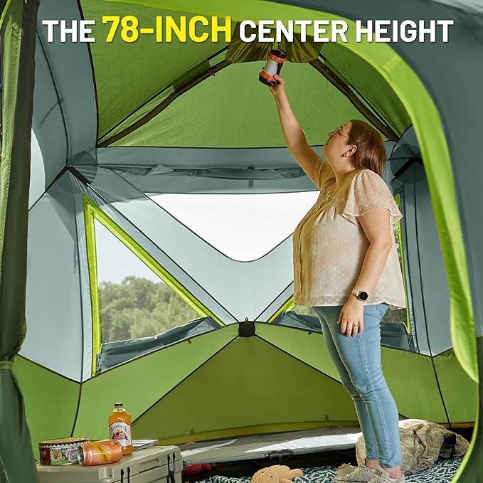 TIMBER RIDGE 4/6/8 Person Instant Pop Up Cabin Tent, Easy 60 Second Setup, Weather Resistant Camping Family Hub Tent with Rain Fly and Carry Bag for Camping Hiking Outdoor Travel