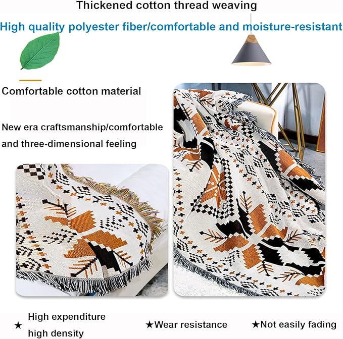 Authentic Large Mexican Blanket, Handwoven Yoga Blanket, Beach Blanket, Damp Proof Camping mat Tapestry, Suitable Hotels, and Restaurants, Brown