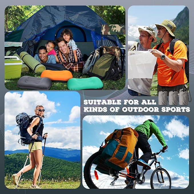 Yulejo 3 Pcs Inflatable Camping Travel Pillow Ultralight Inflating Pillows Lightweight Portable Backpacking Pillow for Neck Lumbar Support Camp Hiking Sleeping, 3 Colors