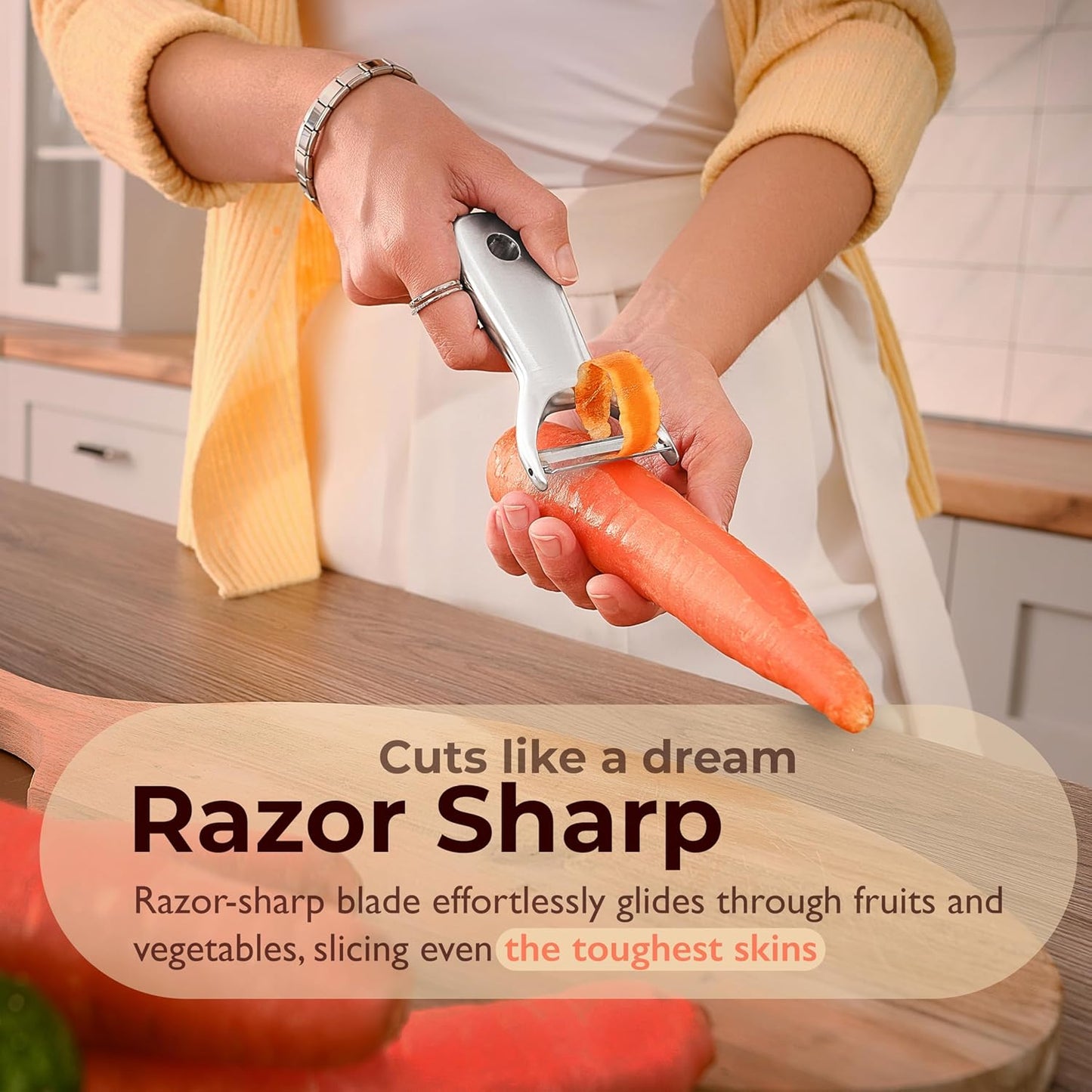 100% Stainless Steel Potato Peelers, 5Y warranty, Fruit Peeler for Kitchen, Ultra-Sharp, Ergonomic Handle, Vegetable Peelers for Kitchen, Dishwasher Safe, Pelador de papas, Veggie Peeler