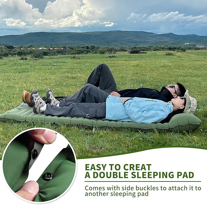 EULANT Self Inflating Camping Sleeping Pad with Pillow, Thick Inflatable Sleeping Pad with Built-in Pump, Ultralight Camping Air Mattress, Waterproof Sleeping Mat for Camping Backpacking Hiking Tent