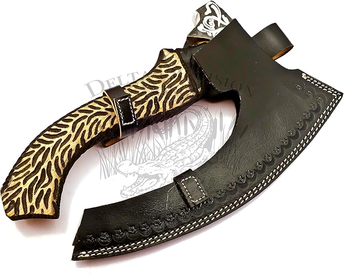 Hand Forged Viking Axe of Ragnor Lorthbrook- Battle Ready Viking Axe -with Ash Wood-Best Gift (Black(Pizza Cutter))