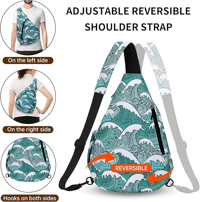 HUA ANGEL Crossbody Sling Bag for Men & Women Lightweight Waterproof Chest Shoulder Bag for Travel Hiking & Everyday Use