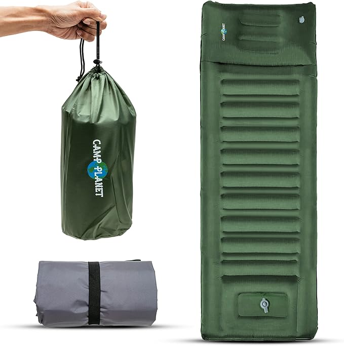 Sleeping Pad for Camping - 3.5 Inch Extra Thick Inflatable Camping Mattress Pad with Built-in Pump and Integrated Pillow - Waterproof Sleep Pad for Hiking, Backpacking, Road Trips