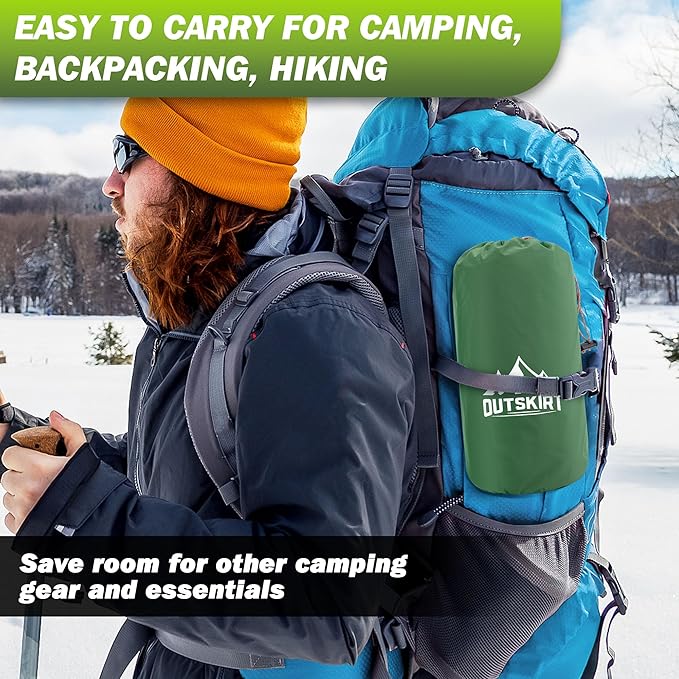 OUTSKIRT Inflatable Sleeping Pad with Built-in Foot Pump, Extra Thickness, Lightweight & Ultra-Comfort Sleeping Mat with Pillow for Camping, Hiking, Backpacking, Traveling, Tent, Green