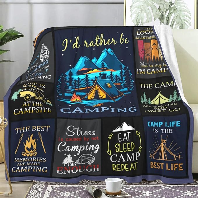 Camping Blanket Gifts for Men Woman Couples,Soft Cozy Camping Blankets and Throws RV Travel Hiking Bed Sofa,Cool Camper Gifts for Camping Lovers Campsite Outdoors 50"X40"