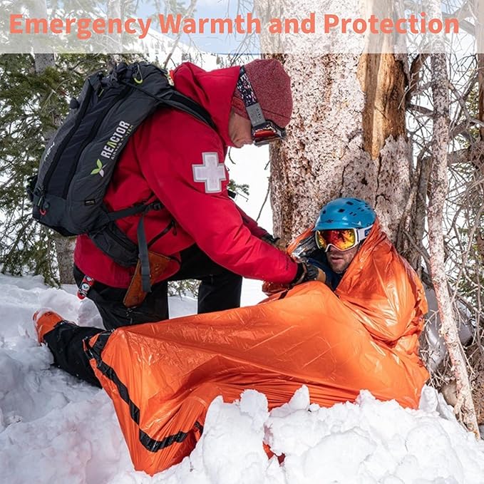 Emergency Sleeping Bag with Whistle 4 Pack, Portable Emergency Survival Bag, Lightweight Pocket Size Emergency Sleeping Bag, Waterproof Thermal Bivy Sack for Camping, Hiking (4Pcs+Whistle)