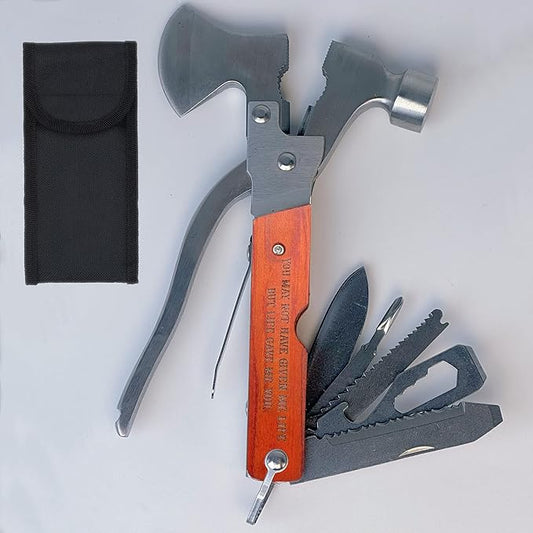 Gifts for Stepdad from Stepdaughter Stepson, Fathers Day Xmas Birthday Gift for Stepfather - 14 in 1 Craftsman DIY Survival Hammer Multitool Gadgets for Outdoor Hunting Hiking Emergency Escape