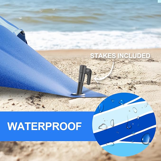 Mooreeke Beach Blanket Extra Large Oversized 9 x 10 ft, Blue Waves Sandproof Waterproof Quick Drying Lightweight Compact Outdoor Blanket Beach Mat for Family Travel Camping Picnic, 1-8 Adults