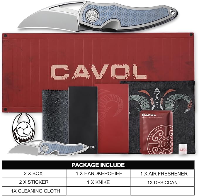 Knife Karasu Pocket Folding Knife,2.12" Grey Ceramic M390 Steel Blade Titanium Handle Front Flipper Knife,Small EDC Knife with Pocket Clip (Grayish Blue)