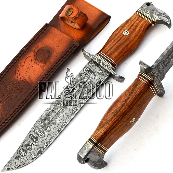PAL 2000 KNIVES BOW-9660 Custom Handmade Damascus Steel Fixed Blade Hunting Bowie Knife
