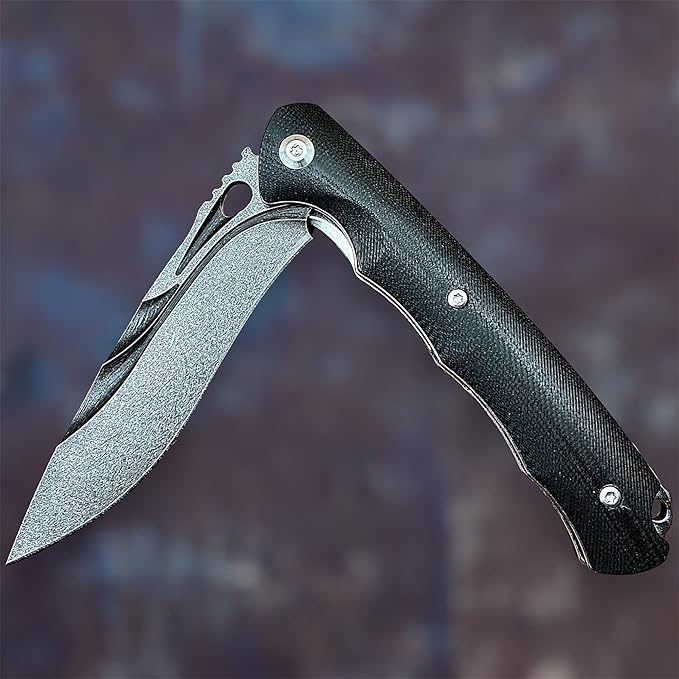 TACTICAL GEARZ Pocket Folding Knife for EDC, G10 Handle, Stonewashed D2 Steel Blade! (Krato ST)