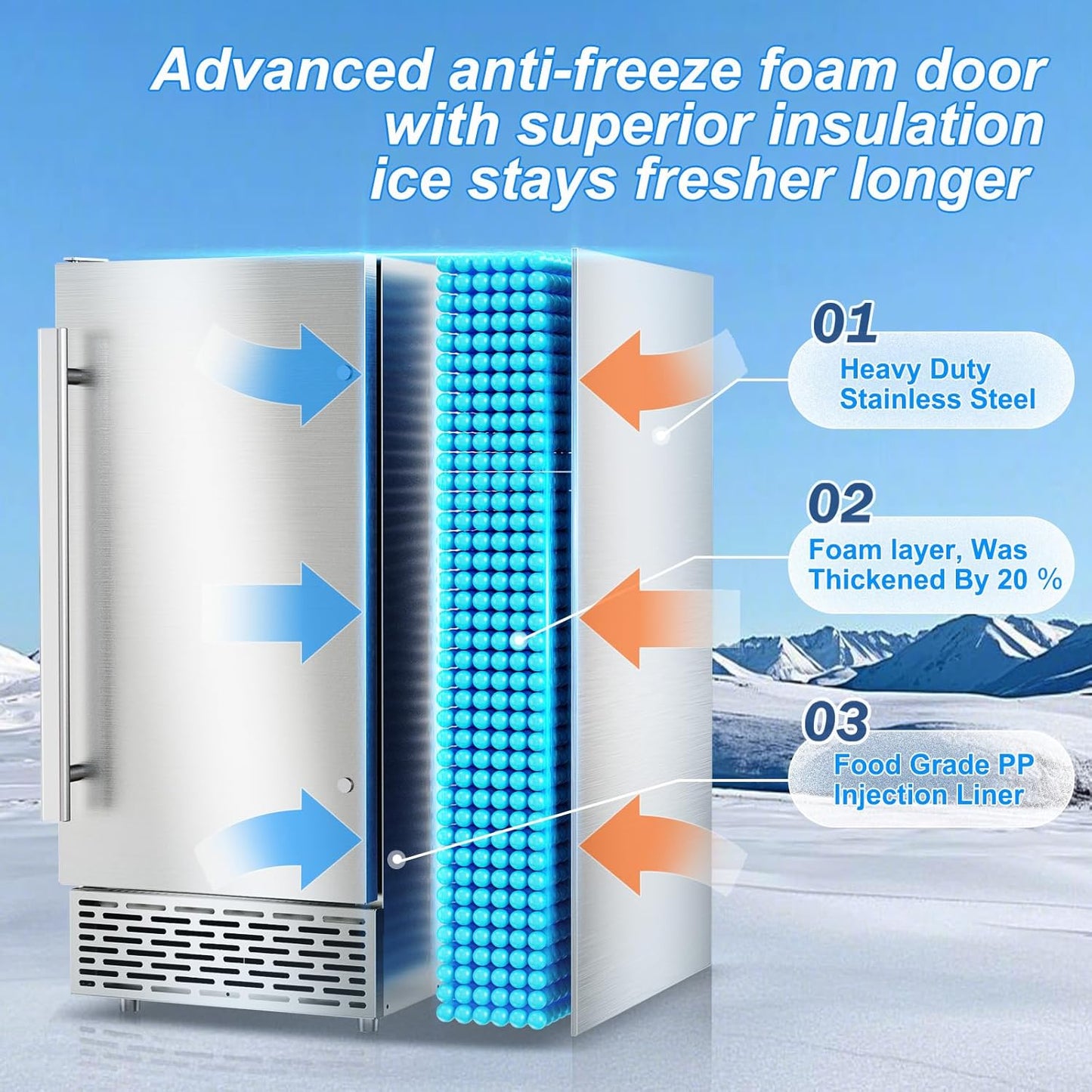 120LB/Day Commercial Under Counter Ice Maker with Smart LCD & Customizable Ice – Under Counter Freestanding, Built 25LBS Ice Storage 6-Min Quick Cycle, Energy Efficient