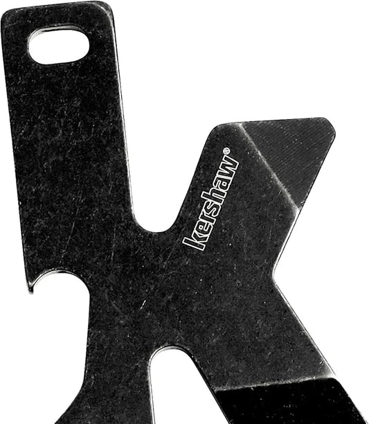 Kershaw K-TOOL Multi-Function Key Ring Tool (KTOOL); 2-Inch High-Performance 3Cr13 Stainless Steel Construction with BlackWash Finish, Bottle Opener, Flathead Screwdriver, and Lanyard Hole, 0.7 OZ