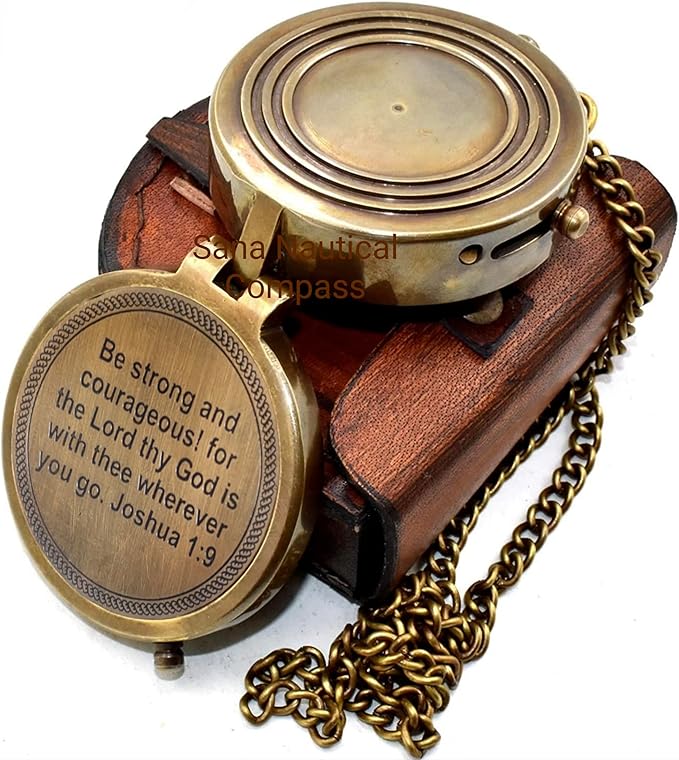 Pocket Chain Compass Engraved Your Tommy Your Tubbo Brass Compass with Leather Case and Chain Engraved Compass Brass Camping Compass for Trekking Survival Item by SANA Nautical Compass