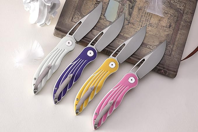 Petrified fish PFE06 Nightingale,3.07" 14C28N Blade,87g G10 Handle Front Flipper Liner lock Folding knife (Yellow)