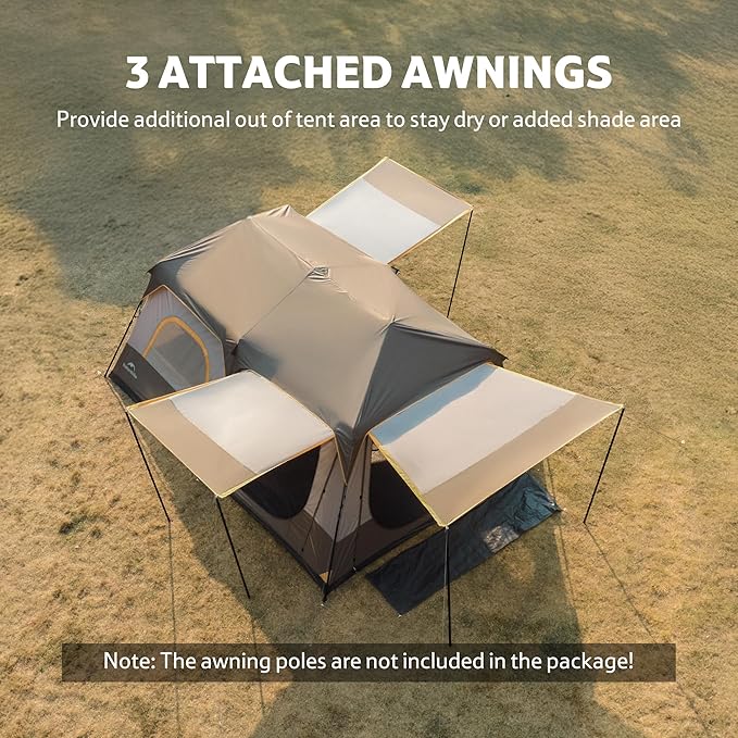 Naturehike Cape 4/6/8 Person Camping Tent, 60S Easy Setup Instant Tent Pop up Tent, Waterproof Large Tall 6/8 Person Tents for Camping, Car Camping