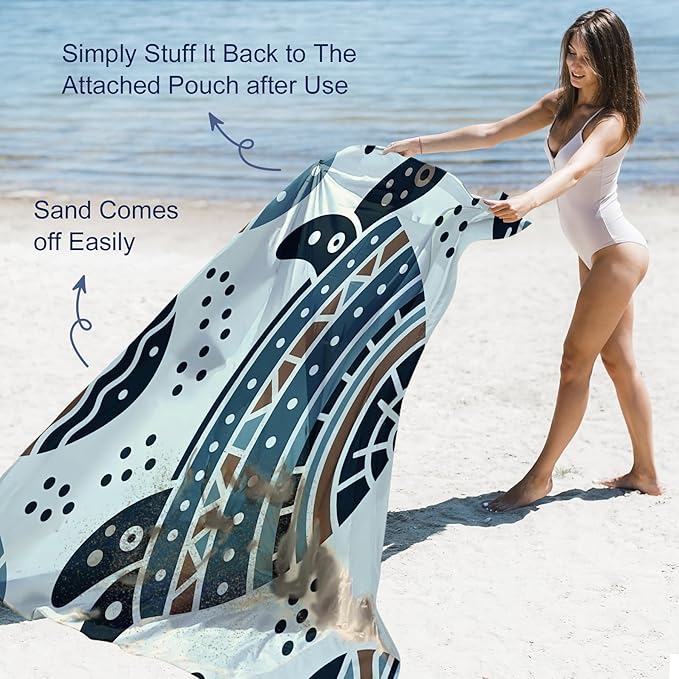 Large Beach Blanket Waterproof Sandproof 108"x 82" for 1-6 Adults,Quick Drying Beach Mat,Lightweight & Durable,Beach Essentials for Family Beach Camping Travel Picnic