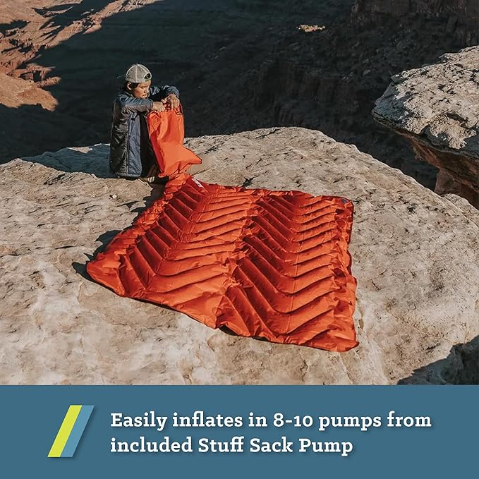 KLYMIT Insulated Double V Inflatable Sleeping Pad | Thick, Lightweight, Easy to Inflate, Foldable Air Bed for Camping & Backpacking