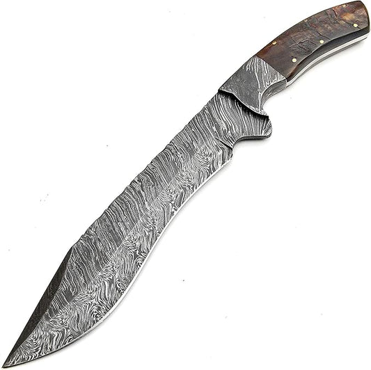 PAL 2000 KNIVES HK-9295 Handmade Damascus Steel 13 Inches Hunting Knife Ram Horn Handle with Sheath