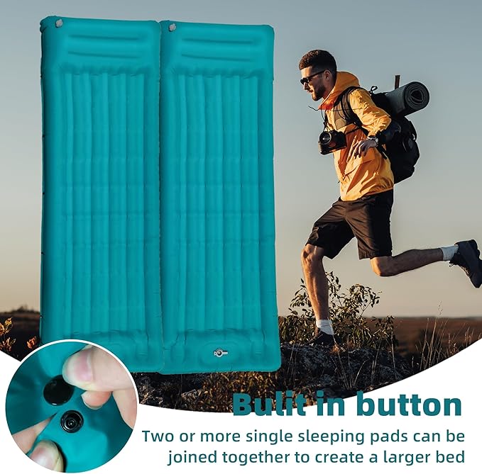 Sleeping Pad for Camping, Ultralight Inflatable Sleeping Mat with Built-in Foot Pump, Upgraded 50D Nylon Durable Camping Air Mattress, Suitable for Camping, Fishing, self Driving Tours