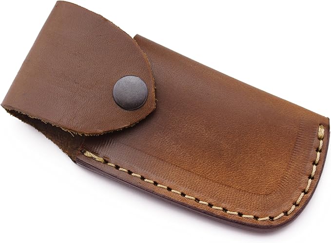 Handmade Damascus Folding Pocket Bowie Knife for Edc,Hunting,Survival,Camping,Bushcraft,Skinning and Fishing with Full Tang Bone Handel and CowHide-Leather Sheath For Men and Women (DCF30 - Ladder)