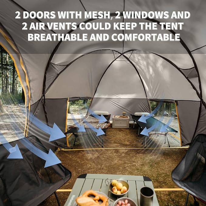 Naturehike KOTA 4-6 Person Camping Tent, Double Layer Waterproof 4 Person 6 Person Tents for Camping, Large and Tall Family Tent with Vestibules