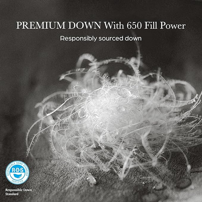 Blue Ridge Home Fashions Outdoor Down Throw Blanket for Camping Hiking - Packable Lightweight and Durable Blanket 60" x 70" with Carrying Pouch, 650 Fill Power Puffy Travel Picnic Beach Blanket